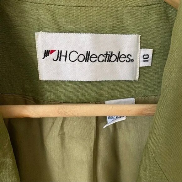 JH Collectibles green linen relaxed fit button closure blazer size US 10 - Picture 12 of 13